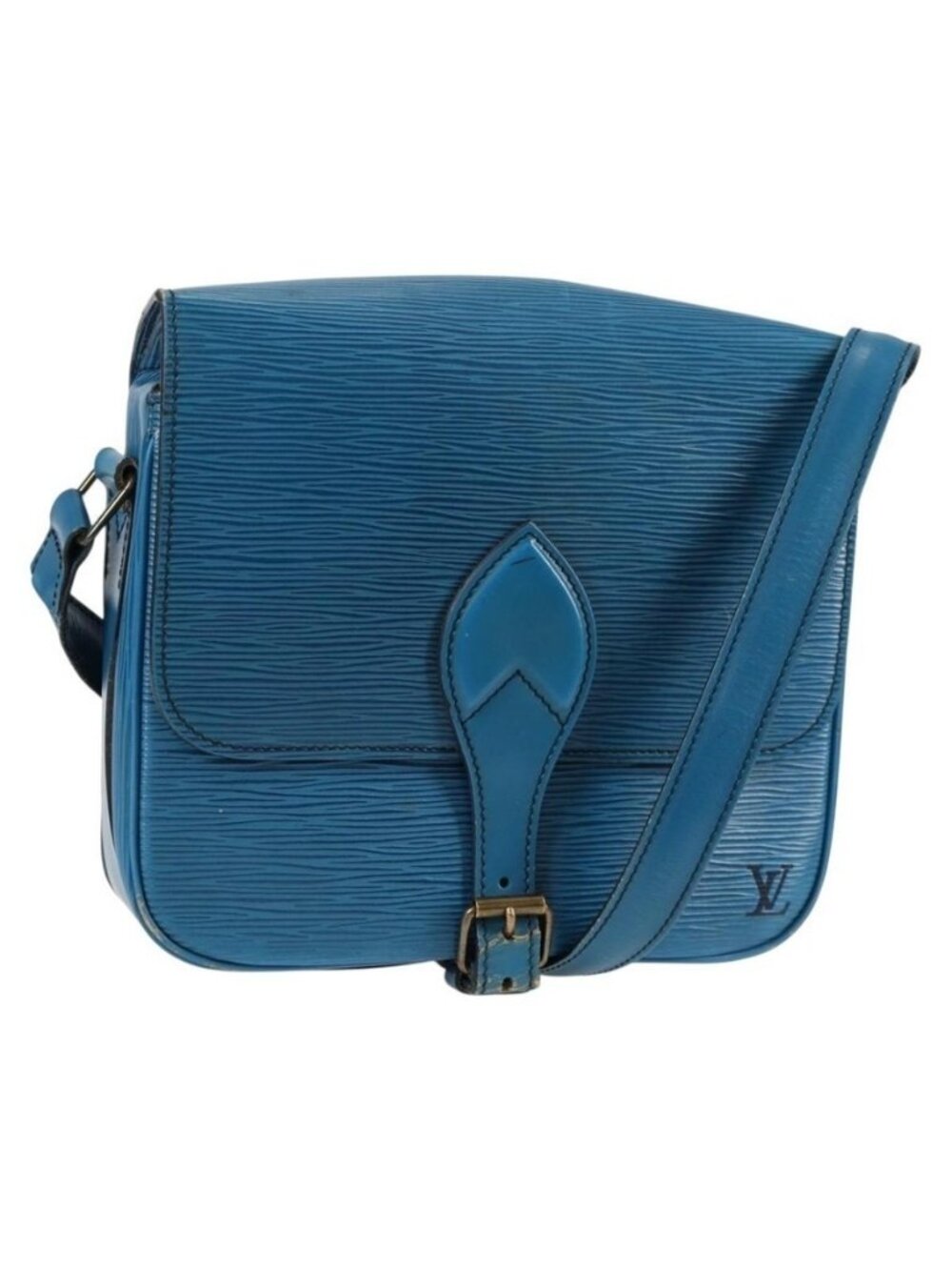 Authentic LOUIS VUITTON Epi Cartouchiere MM Shoulder Bag Blue M52245 LV